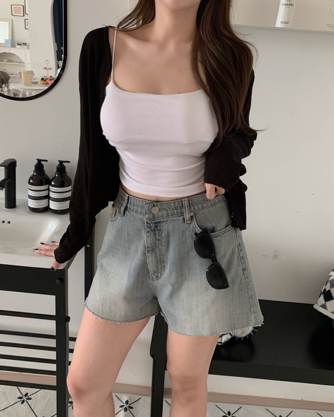 레몬버터 골지 크롭 가디건